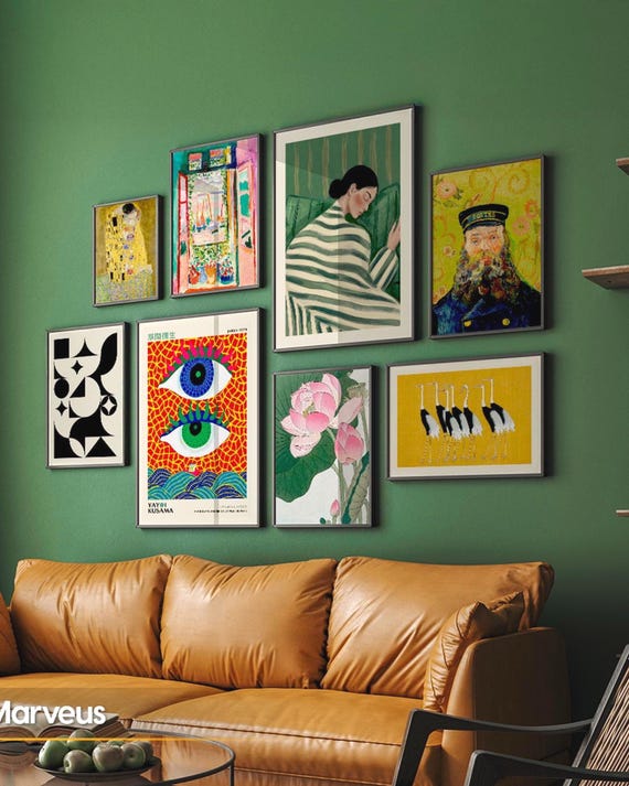 Curated Wall Art Gallery Set Framed, Maximalist Colorful Art Prints Collection, Premade Dopamine Wall Decor