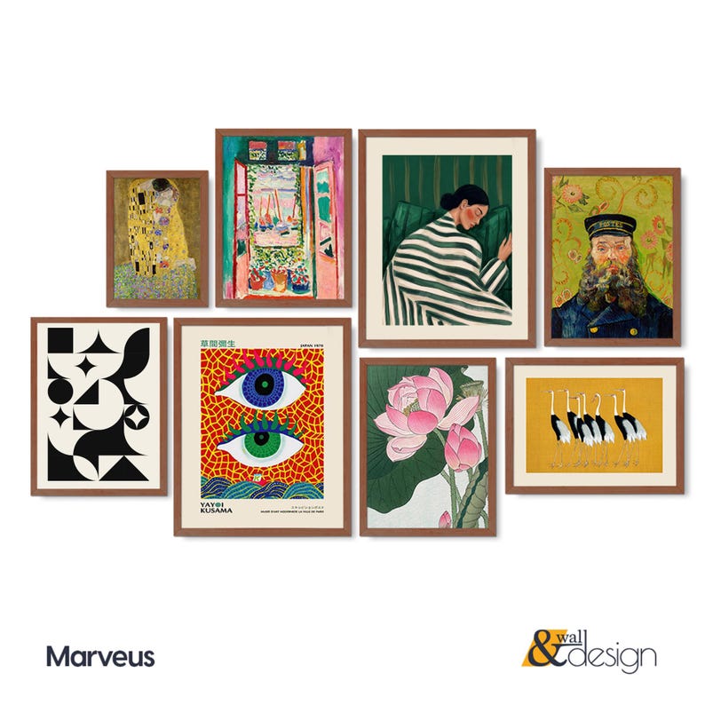 Samengestelde muurkunstgalerieset ingelijst, collectie Maximalist kleurrijke kunstafdrukken, kant-en-klare Dopamine-muurdecoratie afbeelding 18