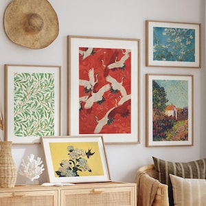 FRAMED Gallery Wall Art Set, Modern Eclectic Art Prints Collection Ready to Hang, Bright Art Collage