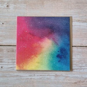 Rainbow Galaxy-wenskaart, ik denk aan jou, bedankkaart, verjaardagskaart