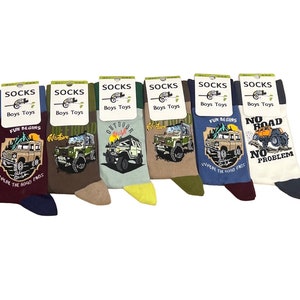 Mens Boys Off Road Trucker Dirt Truck Car Outdoor Adventure Lover Funky Novelty Socks Gift 6-11