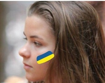 Country Sports Flag Ukraine Ukrainian Blue Yellow Flag Face Stickers