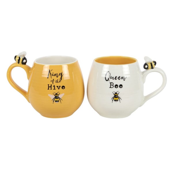 Bumblebee Queen King 3D Bee Round Tea Coffee Mug Wedding Couple Anniversary Gift