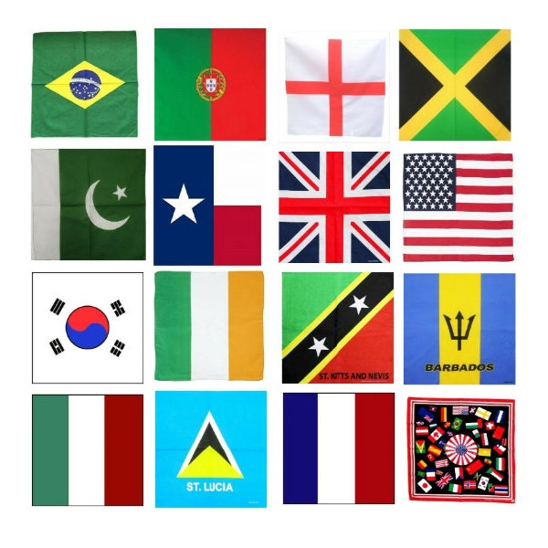 Wereld Land Vlag Gedessineerde Kleurrijke Gezichtsmasker Cover Bandana Hoofdhaar Sjaal