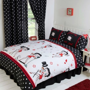 Ensemble de literie housse de couette double réversible à pois rouge noir blanc Betty Boop Superstar image 3