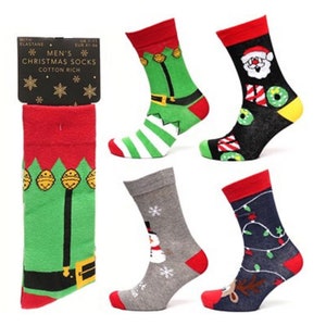 Mens Boys Ho Ho Santa Elf Snowman Reindeer Funky Novelty Christmas Socks Gift 6-11
