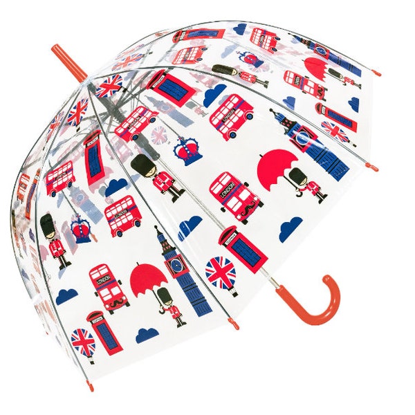 Large Adult Size Red White Blue Union Jack London Souveneir Dome Clear Umbrella