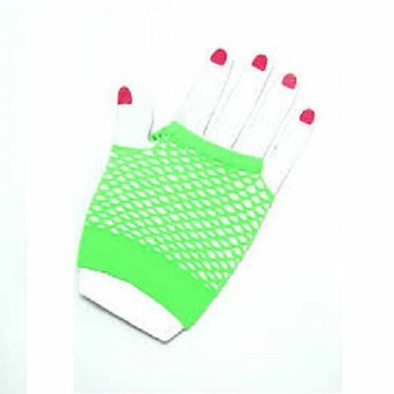 Short Fishnet Mesh Neon UV Green Fingerless Gloves 80s St Patricks Day  Party Fancy Dress -  Sweden
