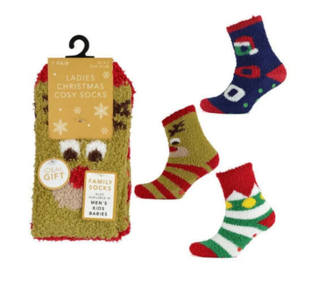 1 Pair Womens Ladies Girls Christmas Fluffy Socks Secret Santa Etsy UK