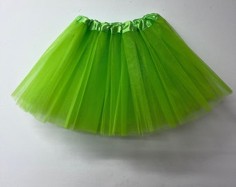 Girls Bright Green Fancy Dress St Patricks Day Festival Dance Long 3 Layer Tutu