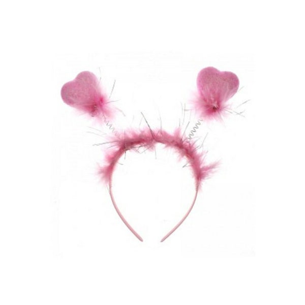 Race For Life Pink Glitter Love Heart Shaped Fur Headband Boppers Kids Adults Fancy Dress