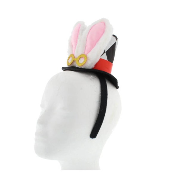 Mad Hatter Alice Wonderland Tea Party Rabbit Ears Headband Fascinator Top Hat Book Day Fancy Dress