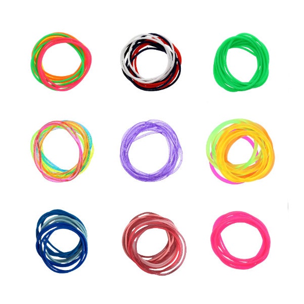 12 Assorted Neon Glitter UV Festival Flag Country Party 70s 80s Gummy Bands Jelly Bangle Bracelets