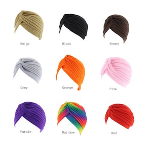 Turban pour cheveux tendance, couleurs unies, assorties ou jersey, idéal en cas de chute de cheveux ou de chimiothérapie, choisissez votre modèle image 1
