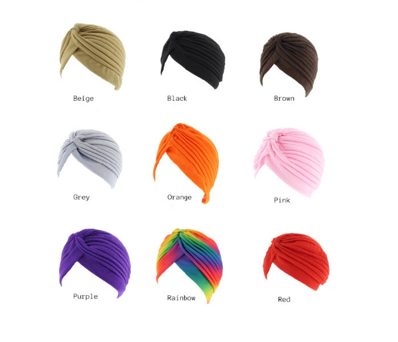 Turban pour cheveux tendance, couleurs unies, assorties ou jersey, idéal en cas de chute de cheveux ou de chimiothérapie, choisissez votre modèle image 1