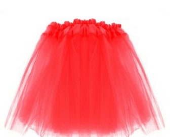 Kids Girls Red Nose Day Minnie Fancy Dress Party Dance Long 3 Layer Tutu