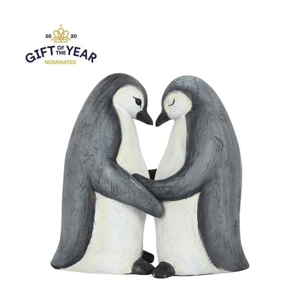 Penguins Embracing Hugging Ornament Anniversary Valentines Wedding Couples Gift
