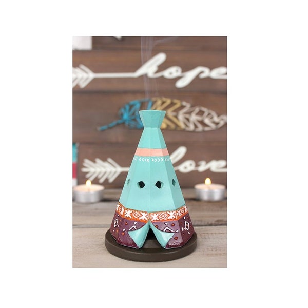 Duck Egg Blue Boho Teepee Tent Yurt Style Incense Cone Holder Burner Quirky Gift