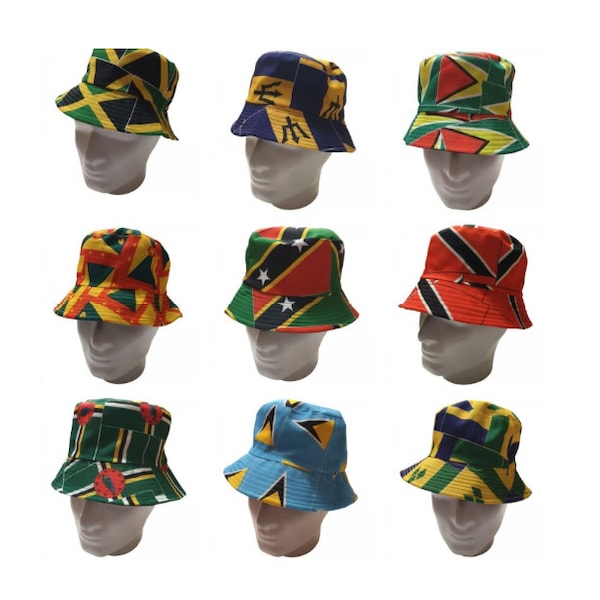 Caribbean World Cup Sport Country Flags Bucket Summer Carnival Festival Sun Hats