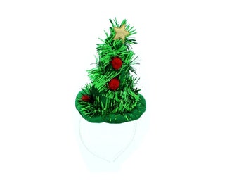 Kinder Erwachsene Tannenbaum mit Tinsel Ausgefallenes Kleid Party Hut Stirnband Accessoire