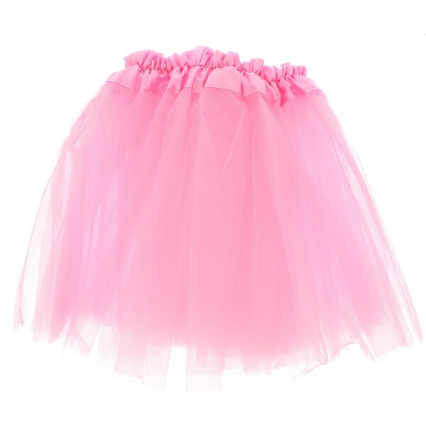 Womens Light Pink Race For Life Fancy Dress Hen Party Dance Long 3 Layer Tutu