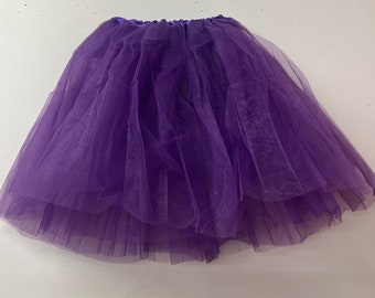 Womens Purple Party Dance Long Halloween Evil Witch Minion Fancy Dress 3 Layer Tutu