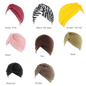 Turbante Para El Cabello De Moda Colores Lisos Surtidos O Jersey Ideal Para Usar Durante La Caída Del Cabello O Quimioterapia Elige Tu Diseño imagen 4