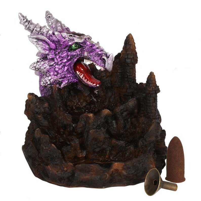 Purple Dragon Castle Backflow Incense Burner With Light in Etsy UK