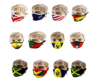 Landvlag patroon Caribische eilanden herbruikbare gezichtsmasker gezichtsbedekking