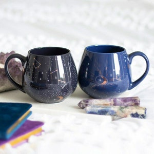 Constellations Crescent Moon Stars Night Sky Zodiac Horoscopes Celestial Midnight Blue Tea Coffee Mug Gift