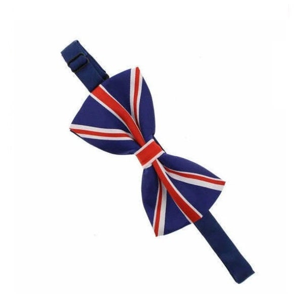 Union Jack Flag Blue Red White Satin Feel Fancy Dress Jubilee Party BOW Neck Tie