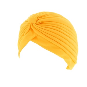 Turban pour cheveux tendance, couleurs unies, assorties ou jersey, idéal en cas de chute de cheveux ou de chimiothérapie, choisissez votre modèle Golden Yellow