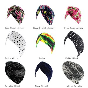 Turban pour cheveux tendance, couleurs unies, assorties ou jersey, idéal en cas de chute de cheveux ou de chimiothérapie, choisissez votre modèle image 5