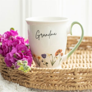 Grandma Wildflower Floral Tea Coffee Mug Ideal Mothers Day Christmas Birthday Gift