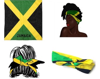 Drapeau de la Jamaïque Bandana carré cravate pour animaux de compagnie bavoir masque facial foulard bandeau bandeau