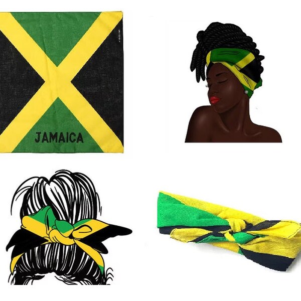 Jamaica Flag Square Bandana Neck Tie Pet Bib Face Mask Headscarf Headband Headwrap