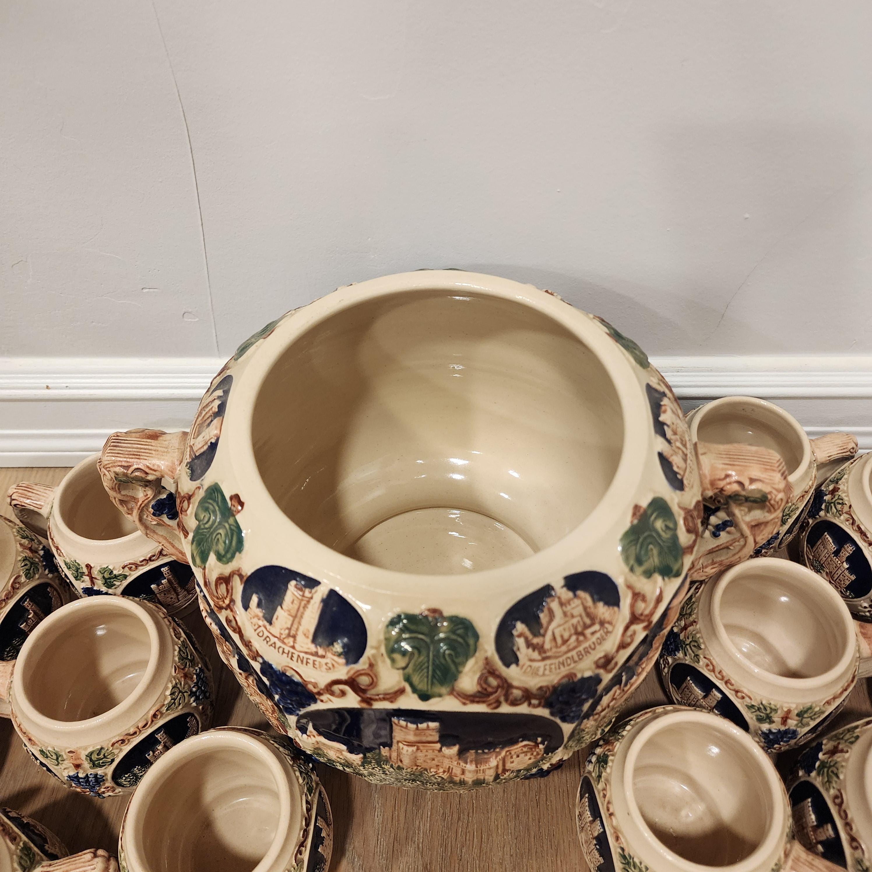 Vintage Gerz German Stoneware Punch Bowl Set - Etsy
