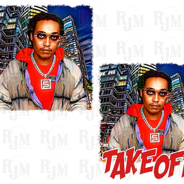 TakeOff PNG | TakeOff Shirt print | Animated Migos | TakeOff Sublimation | Rip | Rest In Peace | Digital download | DTF | DTG | Sublimation