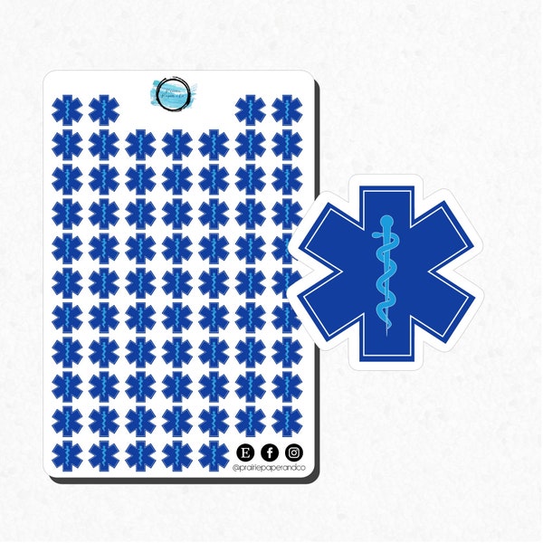 Star of Life Stickers, EMS Stickers, Ambulance Stickers, Paramedic Stickers, Prairie Paper and Co
