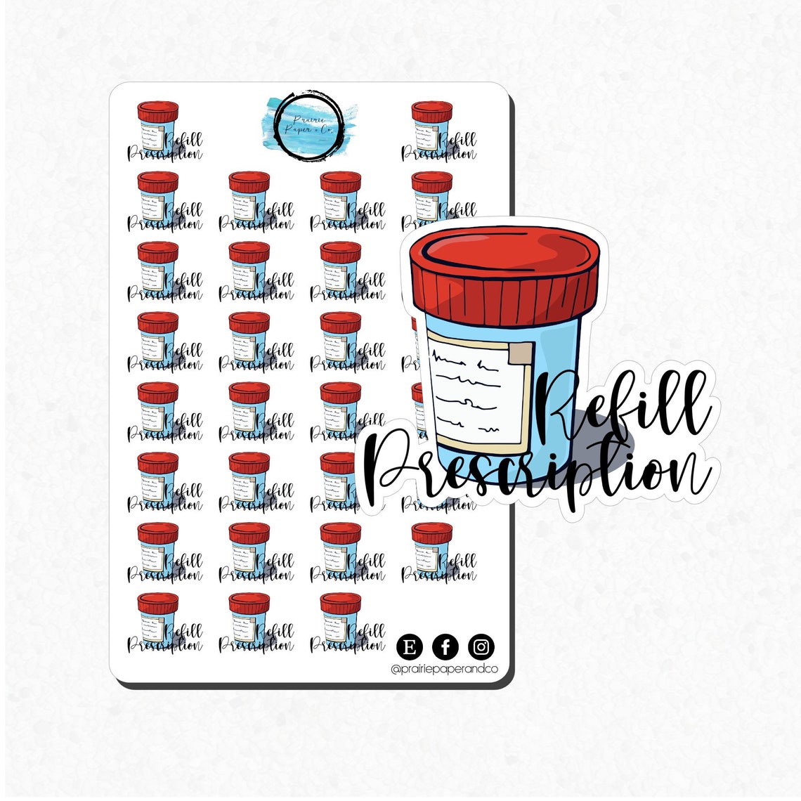Refill Prescription Reminder Planner Sticker Medication Etsy