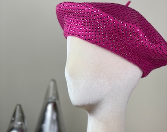 Raspberry Knitted Beret Women's Beret Adults French - Etsy