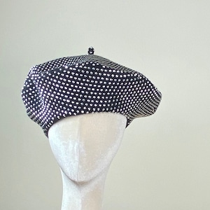 Women&#39;s Black Silver Rhinestone Encrusted Beret