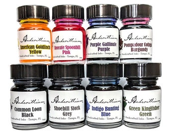 Anderillium Fountain Pen Ink - Avian Sample Set 8 0.5 oz bottles