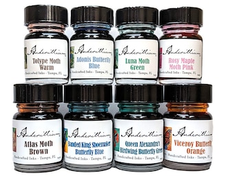 Anderillium Fountain Pen Ink - Lepidopteran Sample Set 8 0.5 oz bottles