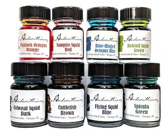 Anderillium Fountain Pen Ink - Cephalopod Sample Set 8 0.5 oz bottles