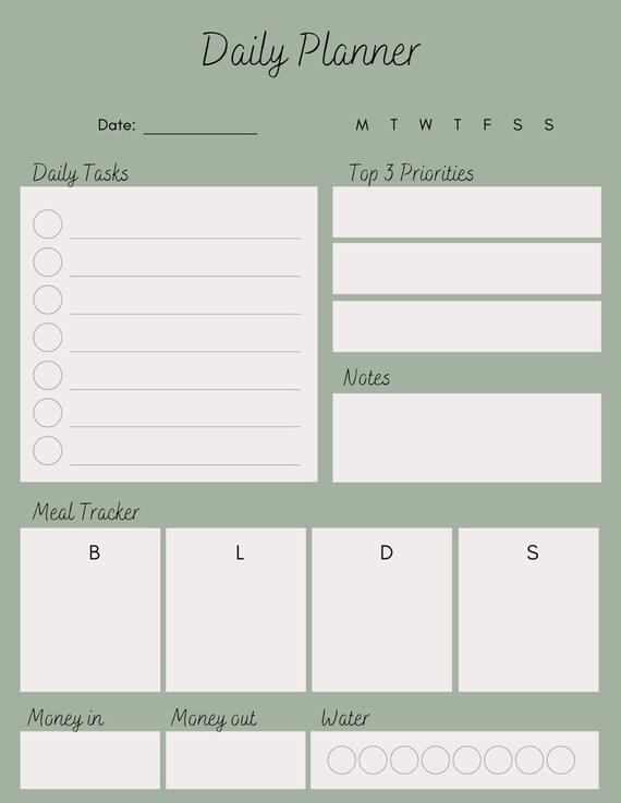Printable Daily Planner Download - Etsy