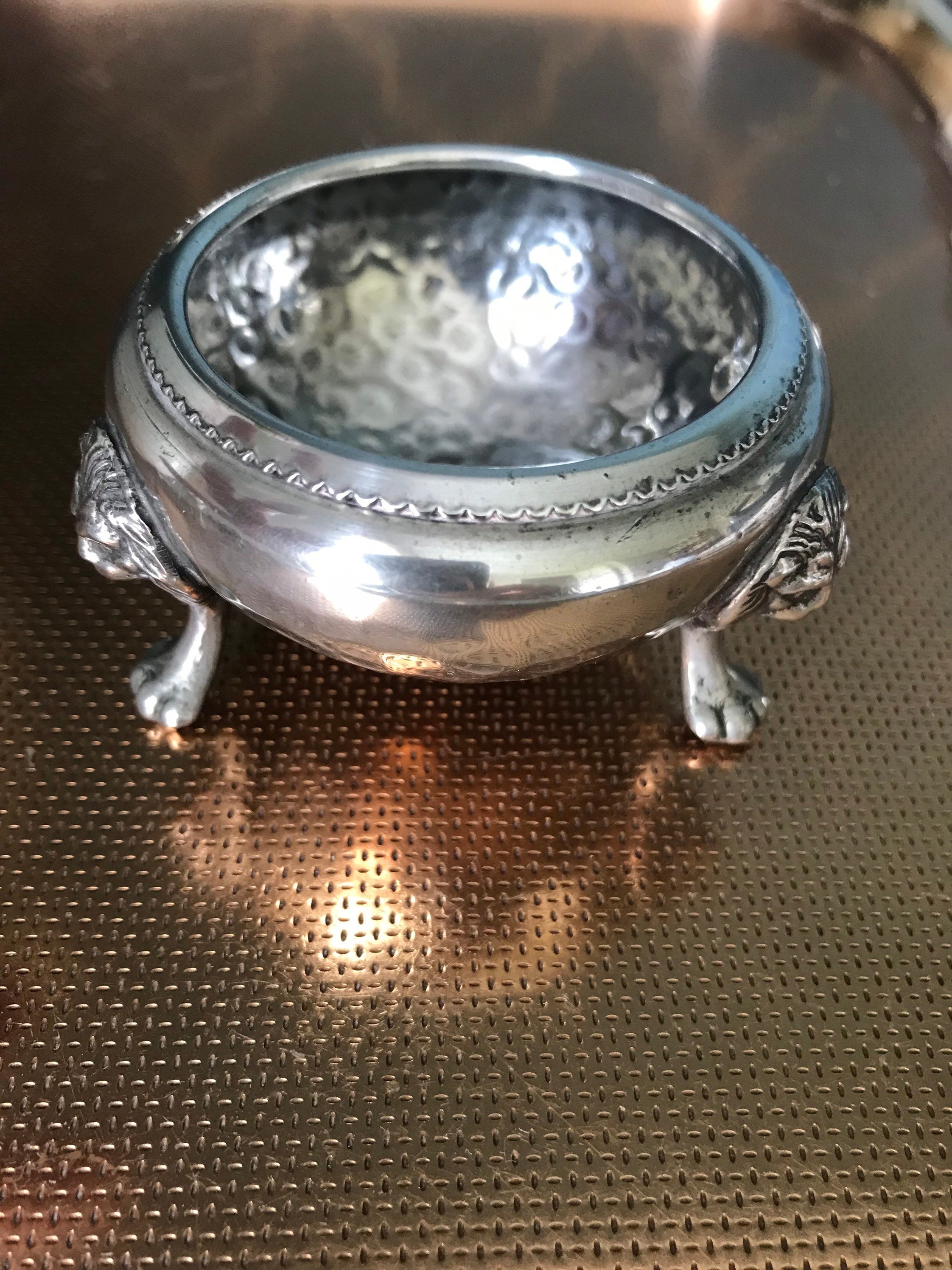 Antique Pewter Salt Dish and Spoon Etsy UK