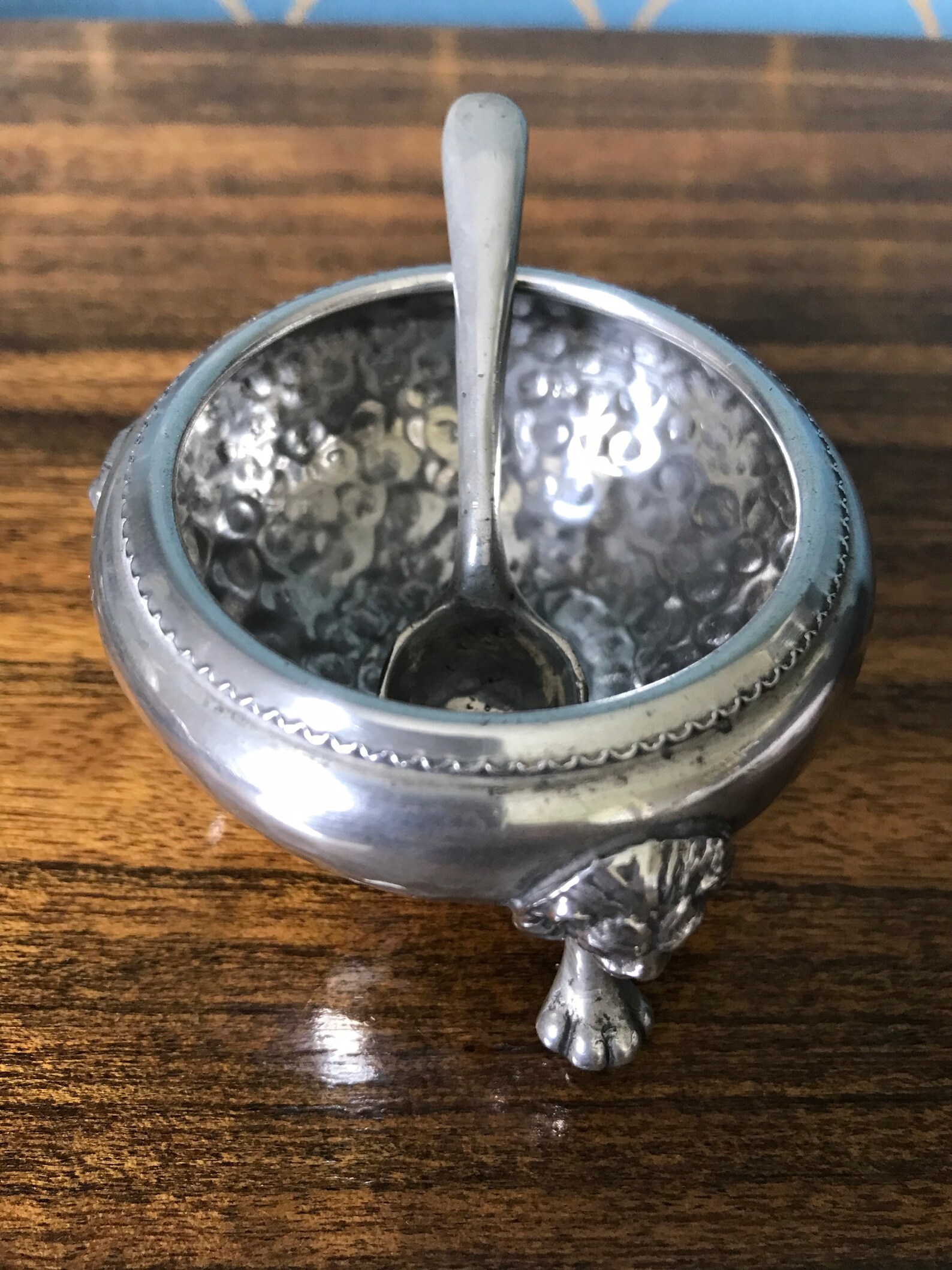 Antique Pewter Salt Dish and Spoon Etsy UK