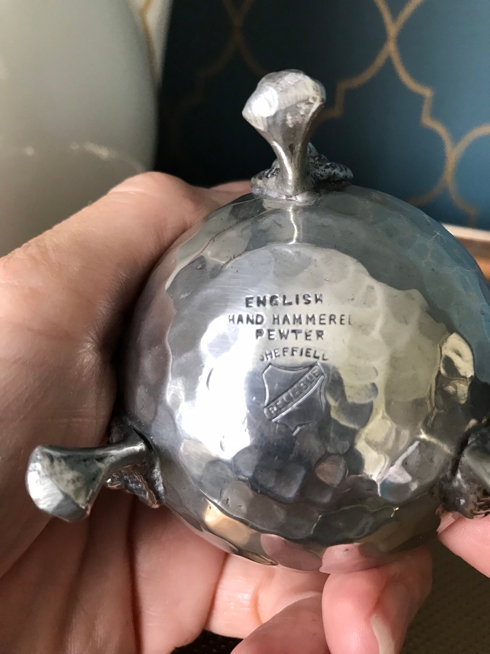 Antique Pewter Salt Dish and Spoon Etsy UK