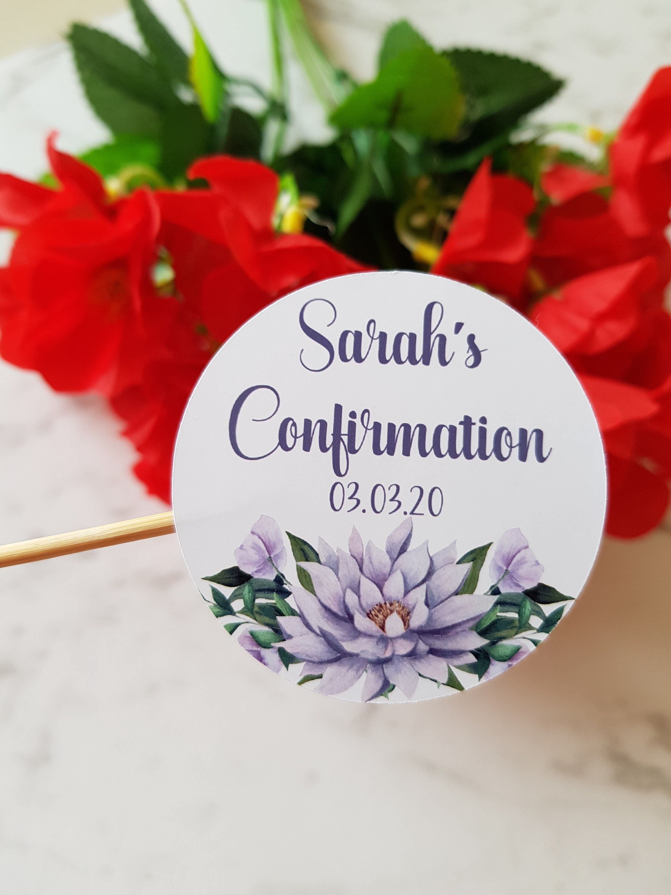 Girls Confirmation Stickers Purple Flowers Girls Confirmation Etsy